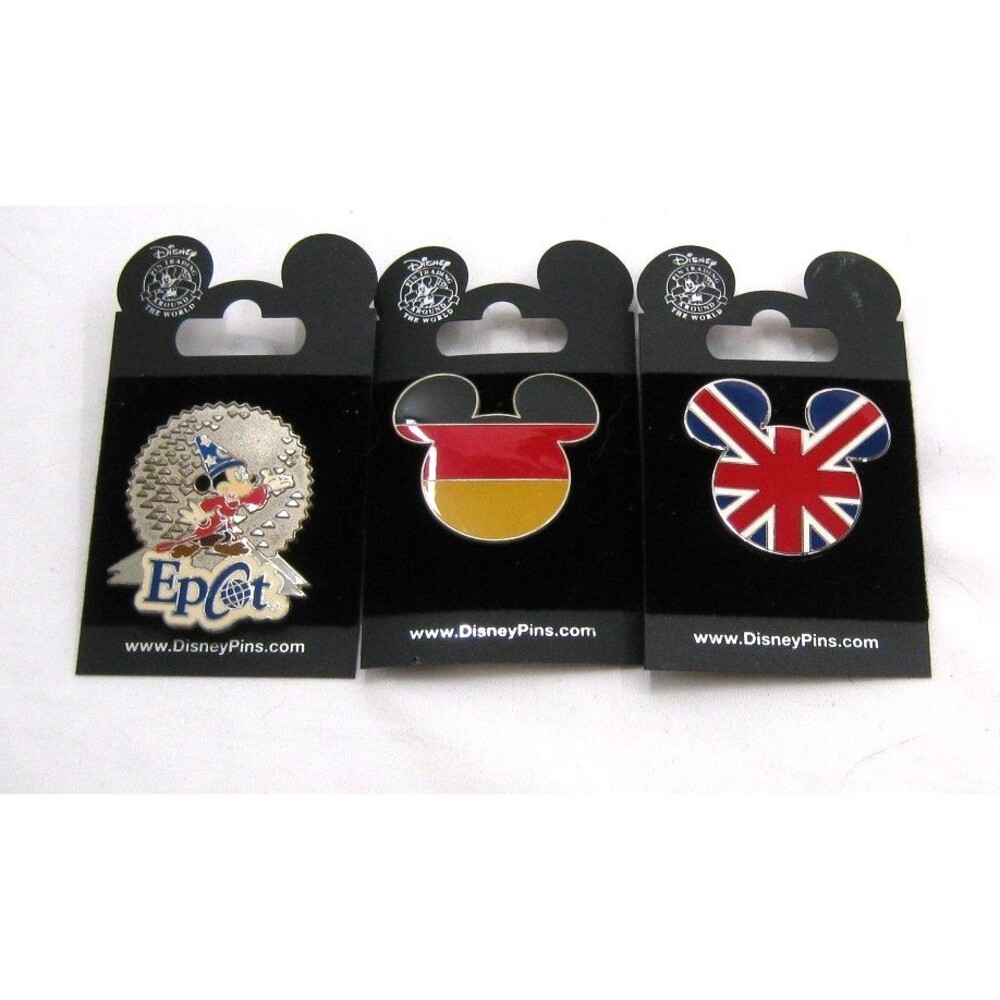 Disney Epcot Mickey Mouse Head Pin Lot Of 3 Countries